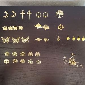 Lot of Gold plated charms/pendants for jewelry making.